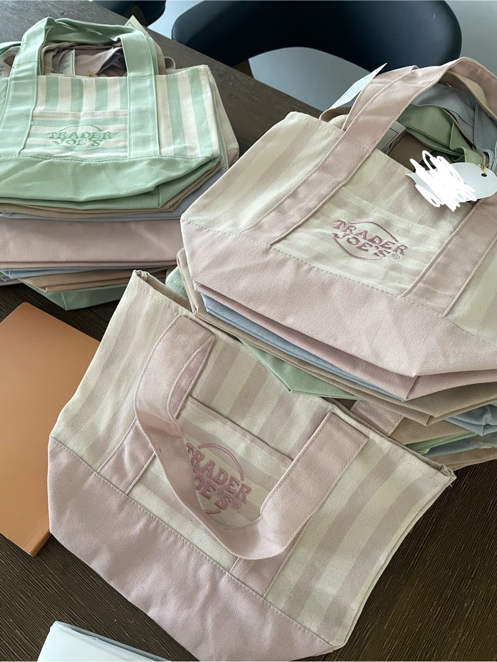 Limited Edition Trader Joe's Striped Mini Canvas Tote Bag